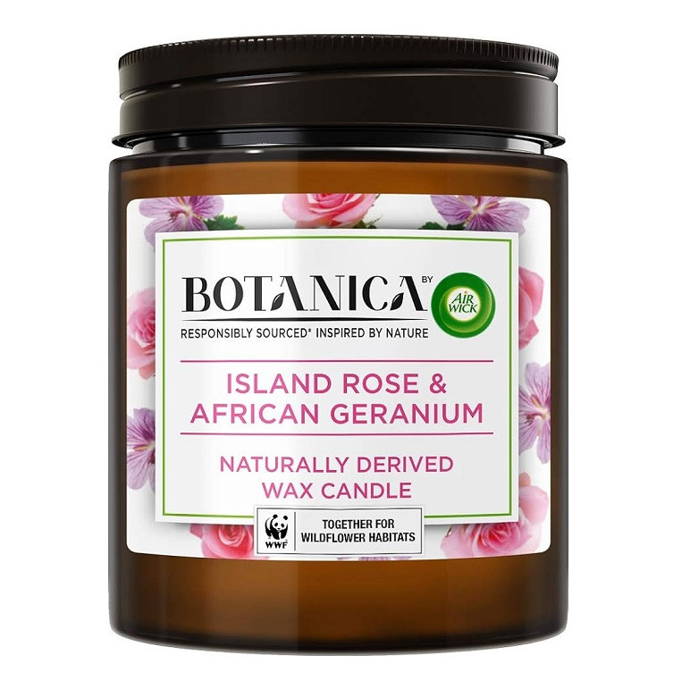 Air Wick voňavá sviečka v skle Island Rose&African geranium 500g