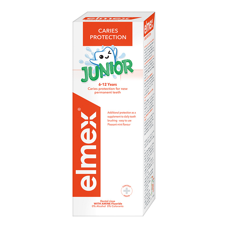 Elmex ústna voda Junior pre vek 6-12 bez alkoholu 400ml