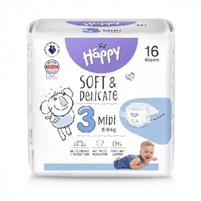 Bella Happy Soft&delicate plienky Midi 5-9kg 16ks